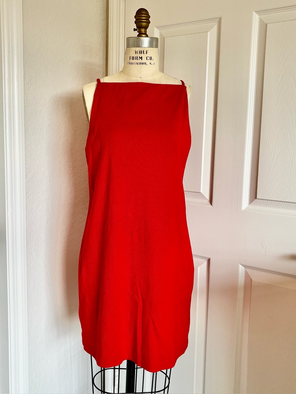 a new day Bright Red Square Neck Stretchy Mini Dress